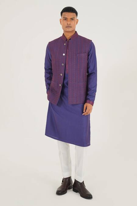 Shop Dhruv Vaish Blue Silk Embroidery Thread Jawahar Jacket Online at Aza Fashions Shop_Dhruv Vaish_Blue Silk Embroidery Thread Jawahar Jacket _Online_at_Aza_Fashions