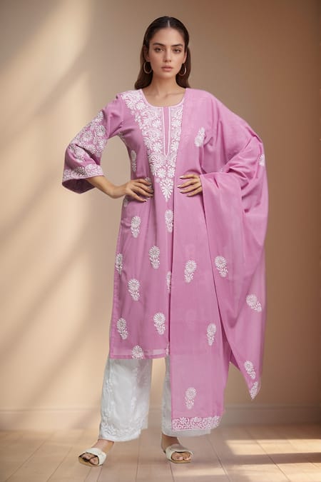 Khwaab by Sanjana Lakhani Chikankari Embroidered Kurta With Dupatta 