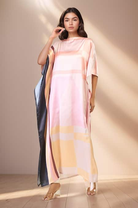 PAC FASHION CLOTHING Pastel Hues Abstract Print Kaftan 