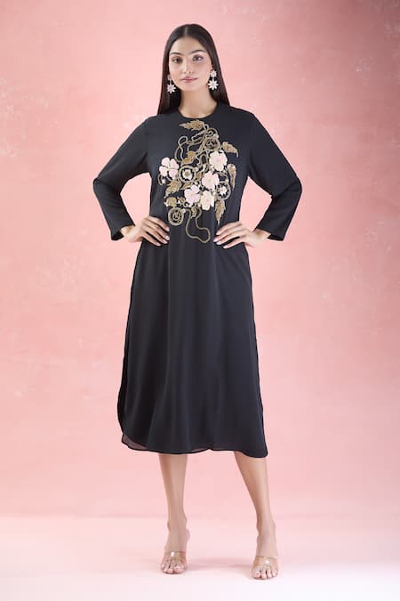 Nitin Bal Chauhan Floral Embroidered Midi Dress 