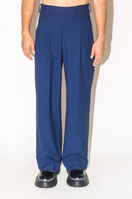 Leh Studios Blue 100% Viscose Toby Pleated Pant at Aza Fashions Leh Studios_Blue 100% Viscose Toby Pleated Pant _at_Aza_Fashions