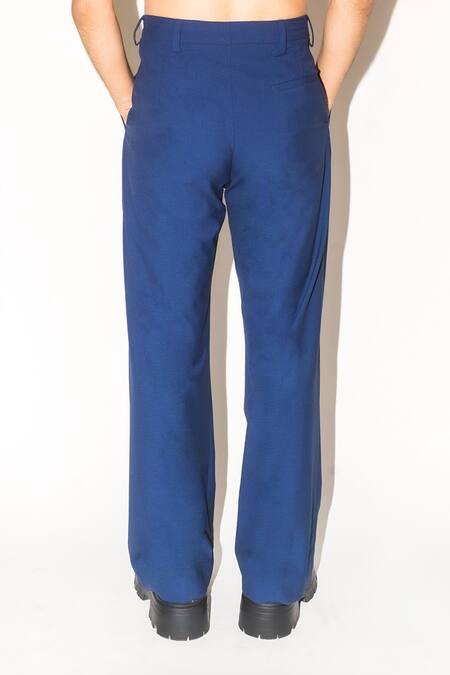 Shop Leh Studios Blue 100% Viscose Toby Pleated Pant Shop_Leh Studios_Blue 100% Viscose Toby Pleated Pant