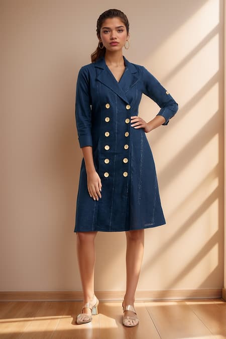 Samyukta Singhania Solid Linen Blazer Dress 