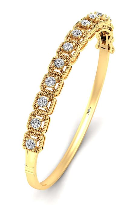 Divine Solitaires 18kt Gold Diamond Embellished Bangle 