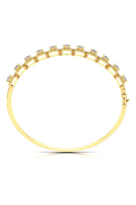 Buy_Divine Solitaires_Yellow Imitation Diamonds 18kt Gold Embellished Bangle_Online_at_Aza_Fashions