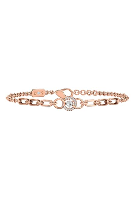 Divine Solitaires 18kt Rose Gold Diamond Embellished Bracelet 