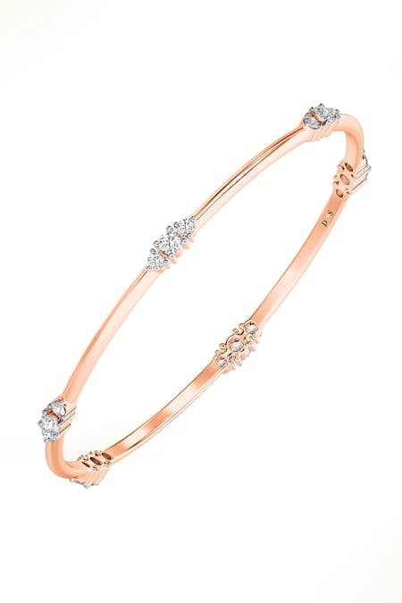 Divine Solitaires 18kt Rose Gold Diamond Encrusted Round Bangle 
