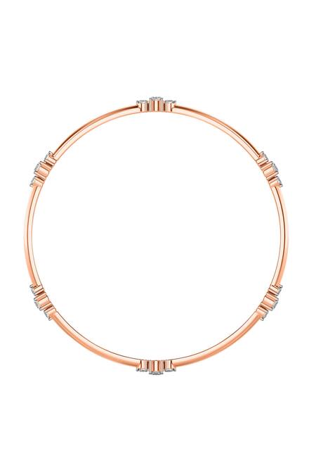 Buy_Divine Solitaires_Rose Gold Imitation Diamonds 18kt Encrusted Round Bangle_Online_at_Aza_Fashions