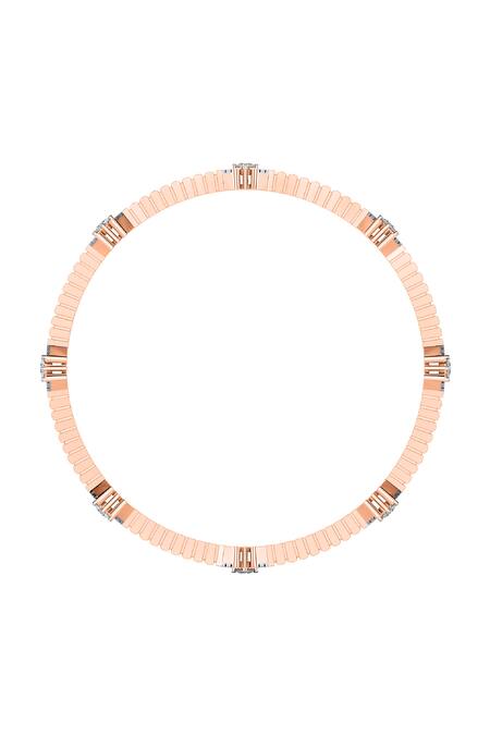Buy_Divine Solitaires_Rose Gold Imitation Diamonds 18kt Encrusted Round Bangle_Online_at_Aza_Fashions
