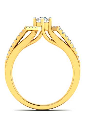 Buy_Divine Solitaires_Yellow Imitation Diamonds 18kt Gold Embellished Geometric Ring_Online_at_Aza_Fashions