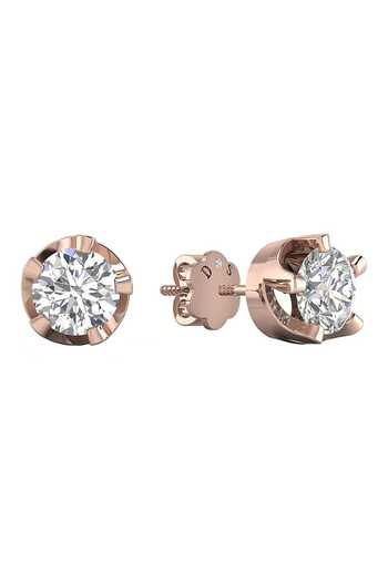 Divine Solitaires_Rose Gold Imitation Diamonds 18kt Embellished Earrings_Online_at_Aza_Fashions