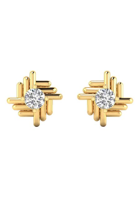 Divine Solitaires Yellow Diamonds 18kt Gold Adorned Abstract Studs 