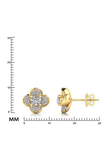 Buy Divine Solitaires Yellow Imitation Diamonds 18kt Gold Adorned Floret Earrings Online at Aza Fashions Buy_Divine Solitaires_Yellow Imitation Diamonds 18kt Gold Adorned Floret Earrings_Online_at_Aza_Fashions