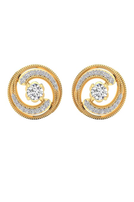 Divine Solitaires 18kt Yellow Gold Diamond Embellished Sphere Studs 