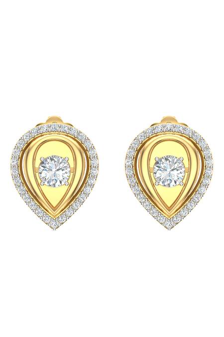 Divine Solitaires 18kt Yellow Gold Diamond Embellished Ballerina Studs 