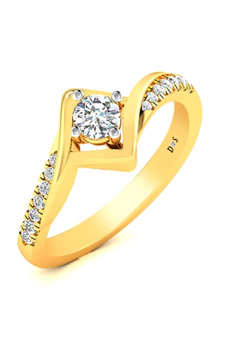 Divine Solitaires Diamond Studded Twist Solitaire Ring 