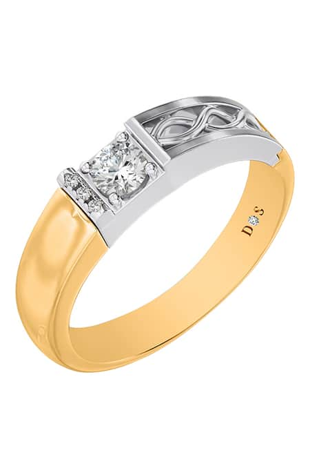 Divine Solitaires Yellow Diamond Solitaire Two-tone Band Ring 