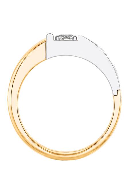 Buy_Divine Solitaires_Yellow Imitation Diamonds Solitaire Two-tone Band Ring_Online_at_Aza_Fashions