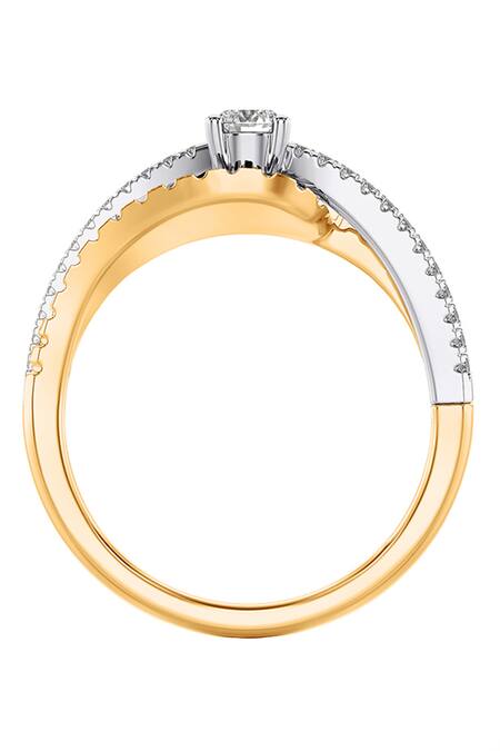 Buy_Divine Solitaires_Yellow Imitation Diamonds Solitaire Textured Wave Ring_Online_at_Aza_Fashions