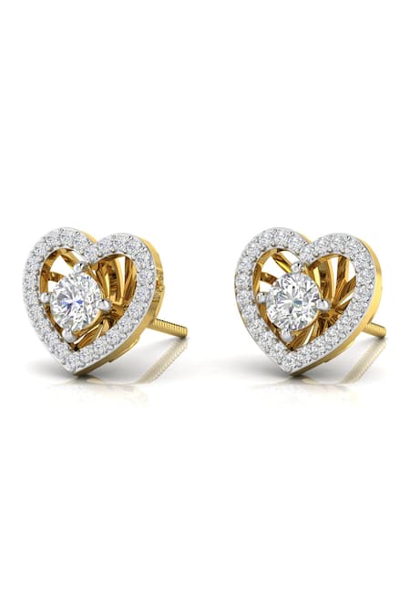 Divine Solitaires Diamond Stone Heart Jacket Studs 