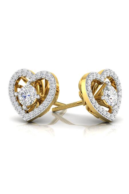 Shop Divine Solitaires Yellow Imitation Diamonds Stone Heart Jacket Studs at Aza Fashions Shop_Divine Solitaires_Yellow Imitation Diamonds Stone Heart Jacket Studs_at_Aza_Fashions