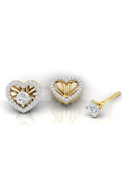 Divine Solitaires Yellow Imitation Diamonds Stone Heart Jacket Studs Online at Aza Fashions Divine Solitaires_Yellow Imitation Diamonds Stone Heart Jacket Studs_Online_at_Aza_Fashions