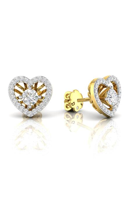 Buy Divine Solitaires Yellow Imitation Diamonds Stone Heart Jacket Studs Online at Aza Fashions Buy_Divine Solitaires_Yellow Imitation Diamonds Stone Heart Jacket Studs_Online_at_Aza_Fashions