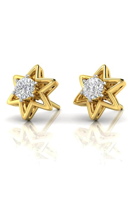 Divine Solitaires Yellow Diamond Round Star Studs 