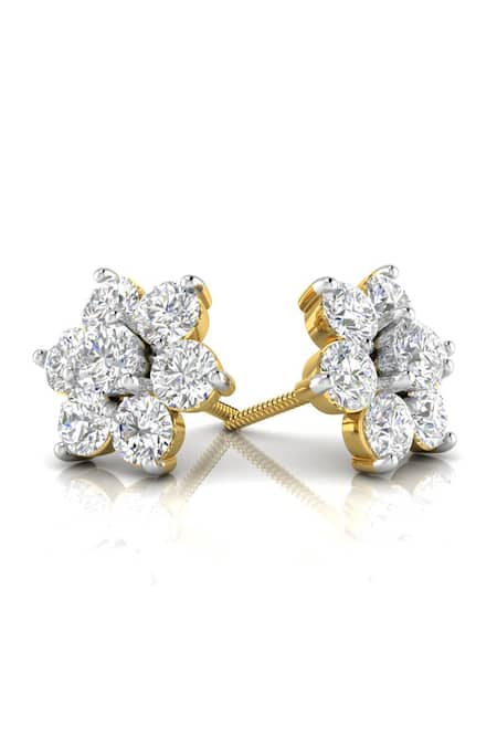 Divine Solitaires Floral Diamond Studs 