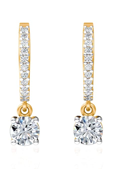 Divine Solitaires Diamond Drop Hoop Earrings 