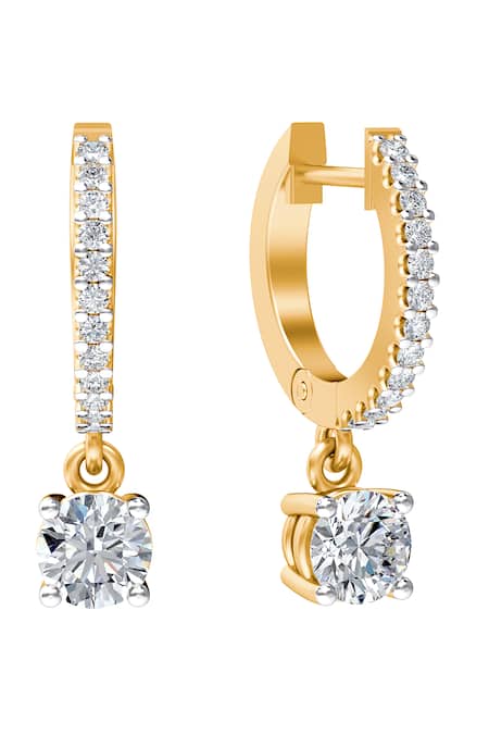 Shop Divine Solitaires Yellow Imitation Diamonds Drop Hoop Earrings at Aza Fashions Shop_Divine Solitaires_Yellow Imitation Diamonds Drop Hoop Earrings_at_Aza_Fashions