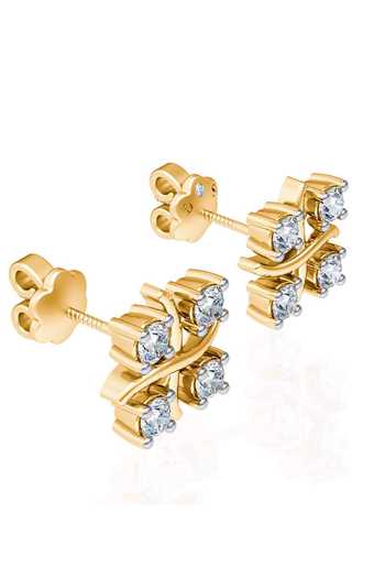 Divine Solitaires_Yellow Imitation Diamonds Floral Bud Earrings_Online_at_Aza_Fashions