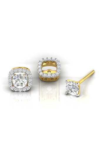 Shop Divine Solitaires Yellow Imitation Diamonds Square Jacket Studs at Aza Fashions Shop_Divine Solitaires_Yellow Imitation Diamonds Square Jacket Studs_at_Aza_Fashions