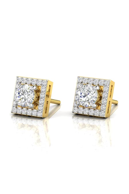 Divine Solitaires Yellow Diamond Square Pattern Studs 