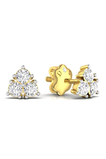 Divine Solitaires_Yellow Imitation Diamonds Cluster Studs_Online_at_Aza_Fashions