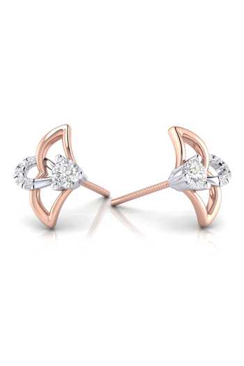 Divine Solitaires_Rose Gold Imitation Diamonds 18kt Embellished Earrings_Online_at_Aza_Fashions
