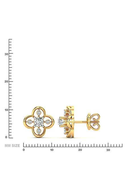 Divine Solitaires_Yellow Imitation Diamonds 18kt White Gold Ogee Shaped Stud Earrings_Online_at_Aza_Fashions