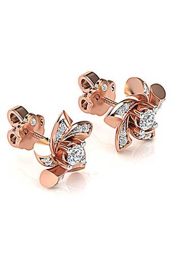Shop Divine Solitaires Rose Gold Imitation Diamonds 18kt Encrusted Earrings at Aza Fashions Shop_Divine Solitaires_Rose Gold Imitation Diamonds 18kt Encrusted Earrings_at_Aza_Fashions