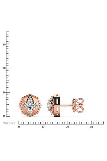 Buy_Divine Solitaires_Rose Gold Imitation Diamonds 18kt Hexagon Shaped Embellished Earrings_Online_at_Aza_Fashions