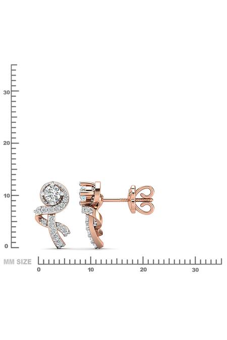 Buy_Divine Solitaires_Rose Gold Imitation Diamonds Geometric Cutwork Earrings_Online_at_Aza_Fashions
