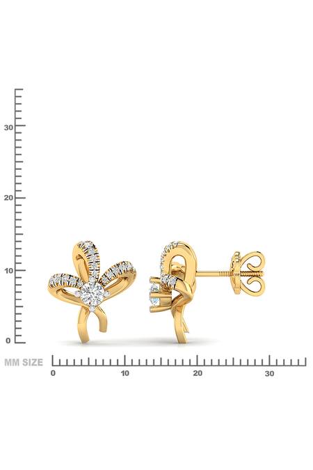Buy Divine Solitaires Gold Plated Imitation Diamonds Ribbon Cutwork Stud Earrings Online at Aza Fashions Buy_Divine Solitaires_Gold Plated Imitation Diamonds Ribbon Cutwork Stud Earrings_Online_at_Aza_Fashions