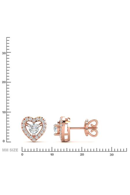Buy_Divine Solitaires_Rose Gold Imitation Diamonds Heart Shaped Stud Earrings_Online_at_Aza_Fashions