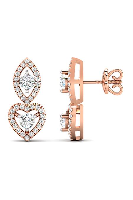 Buy_Divine Solitaires_Rose Gold Imitation Diamonds Tear Drop Shaped Earrings_Online_at_Aza_Fashions