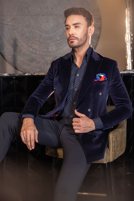 Amit Arora Solid Double Breasted Blazer 