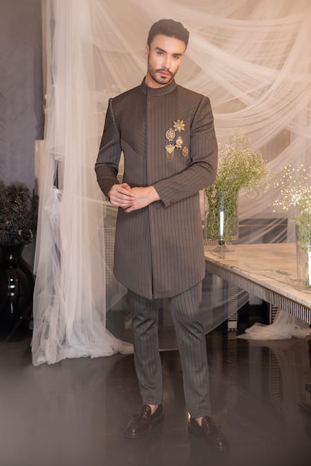 AMIT ARORA Herringbone Detailed Jacket With Pant 