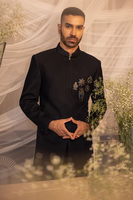 Amit Arora Herringbone Detailed Jacket & Pant Set 