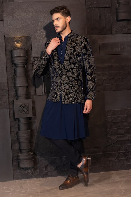 AMIT ARORA Floret Hand Embroidered Jacket With Kurta Set 