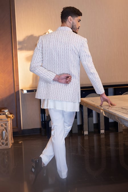 Amit Arora Hand Embroidered Jacket With Pintuck Kurta Set 