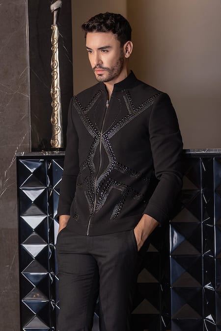 Amit Arora Metallic Stud Embellished Bandhgala 