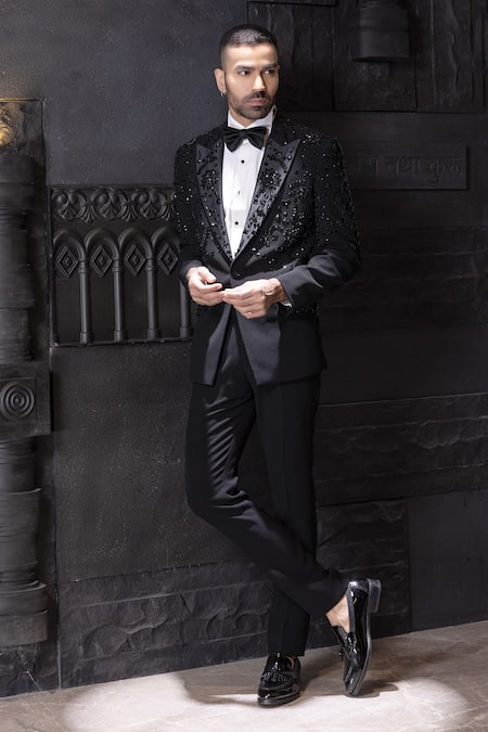 Buy_Amit Arora_Black Polyester Stones Embellished Suit Set _Online_at_Aza_Fashions